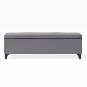 English Elm Glouster Bench Style Pu Leather Storage Ottoman with Soft Close Lid for Bedroom Grey 57742.00GRY