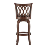 Homelegance By Top-Line Harvey Cherry Finish Scroll Back Swivel 29" Bar Height Stool Dark Grey Rubberwood