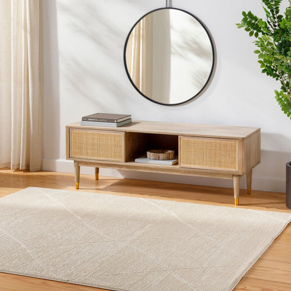 Livabliss Alder Global Pattern Polyester Accent Rug for Entryways Hallways and Bedside Areas Cream, Ivory 6'4" x 9' ALD2300-639