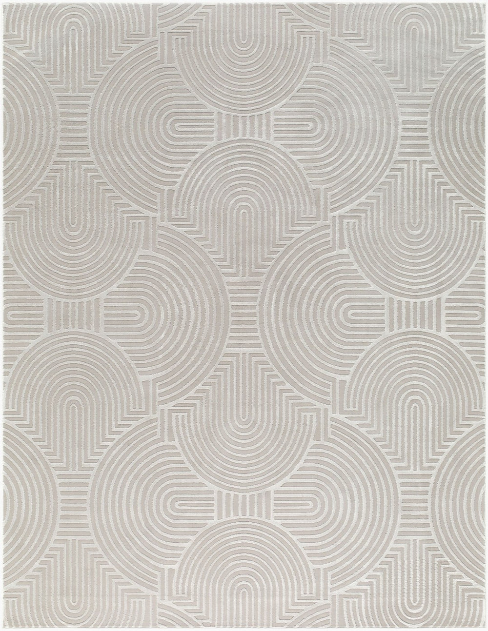 Livabliss Alder Mid-century Geometric Polyester Accent Rug Machine Woven in Turkey for Entryways Taupe, Tan 5' x 7' ALD2324-57
