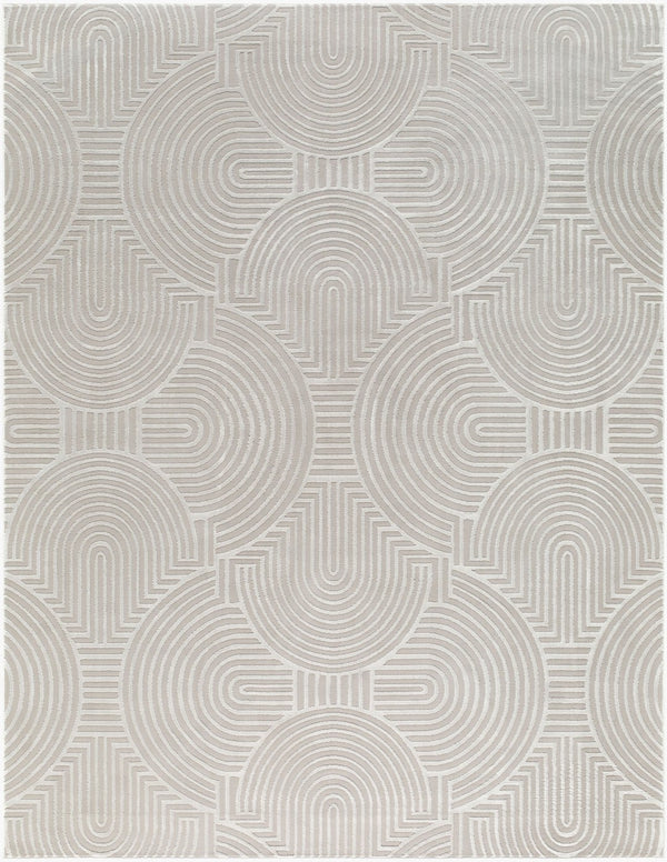 Livabliss Alder Mid-century Geometric Polyester Accent Rug Machine Woven in Turkey for Entryways Taupe, Tan 5' x 7' ALD2324-57