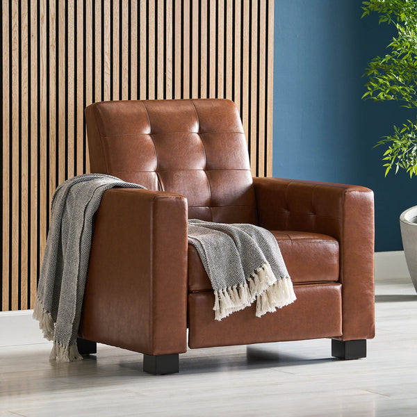 English Elm Christopher Knight Home® - RECLINER ergonomic PU leather lounge chair with plush padding and supportive design for home comfort and style Light Brown 71978.00PUCOGN