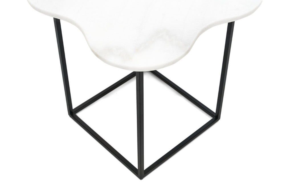 VIG Furniture Aleidy White Marble Top End Table With Black Metal Frame — Compact Modern Accent Table, 125Lb Capacity VGGMM-ET-1578-WHT-ET