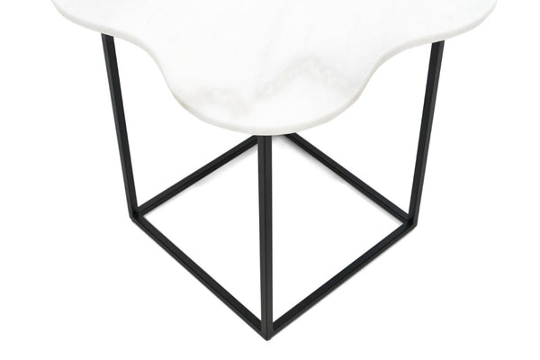 VIG Furniture Aleidy White Marble Top End Table With Black Metal Frame — Compact Modern Accent Table, 125Lb Capacity VGGMM-ET-1578-WHT-ET