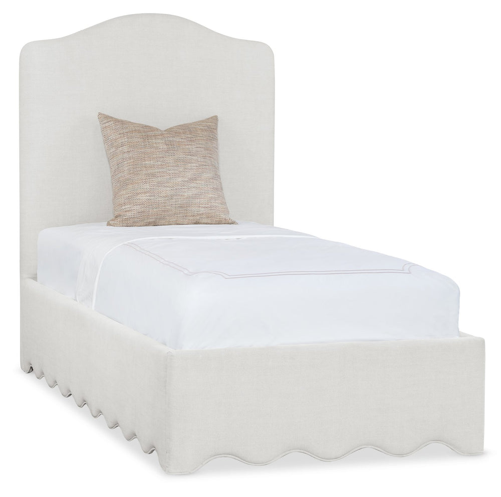 Hooker Furniture Commerce and Market Liv Twin Bed Linen Upholstered Scalloped Base Classic Frame 7228-90833-005-480