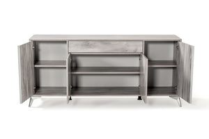 VIG Furniture Alexa Italian Modern Grey Buffet — 71" Glossy Contemporary Sideboard With 4 Doors, Drawer & Stylish Legs VGACALEXA-BUF