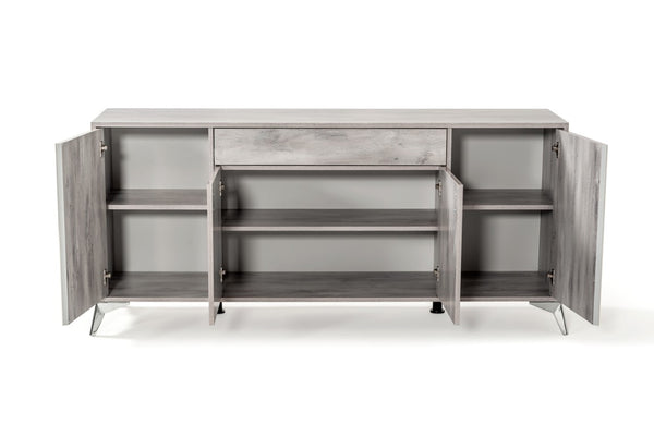 VIG Furniture Alexa Italian Modern Grey Buffet — 71" Glossy Contemporary Sideboard With 4 Doors, Drawer & Stylish Legs VGACALEXA-BUF