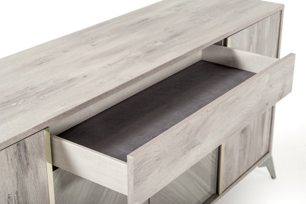 VIG Furniture Alexa Italian Modern Grey Buffet — 71" Glossy Contemporary Sideboard With 4 Doors, Drawer & Stylish Legs VGACALEXA-BUF