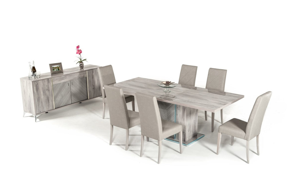 VIG Furniture Alexa Italian Modern Grey Buffet — 71" Glossy Contemporary Sideboard With 4 Doors, Drawer & Stylish Legs VGACALEXA-BUF