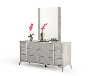 VIG Furniture Alexa Italian Modern Grey Dresser With High-Gloss Finish, 6 Soft-Close Drawers & Metal Legs, 61" VGACALEXA-DRS