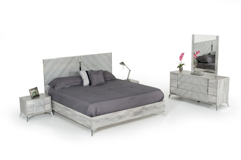 VIG Furniture Alexa Italian Modern Grey Dresser With High-Gloss Finish, 6 Soft-Close Drawers & Metal Legs, 61" VGACALEXA-DRS