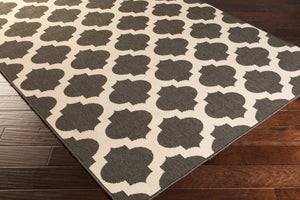 Livabliss Alfresco Geometric Flatweave Outdoor Rug Egyptian Machine Woven Patio Deck Accent Black, Beige 7'3" x 7'3" ALF9584-73RD