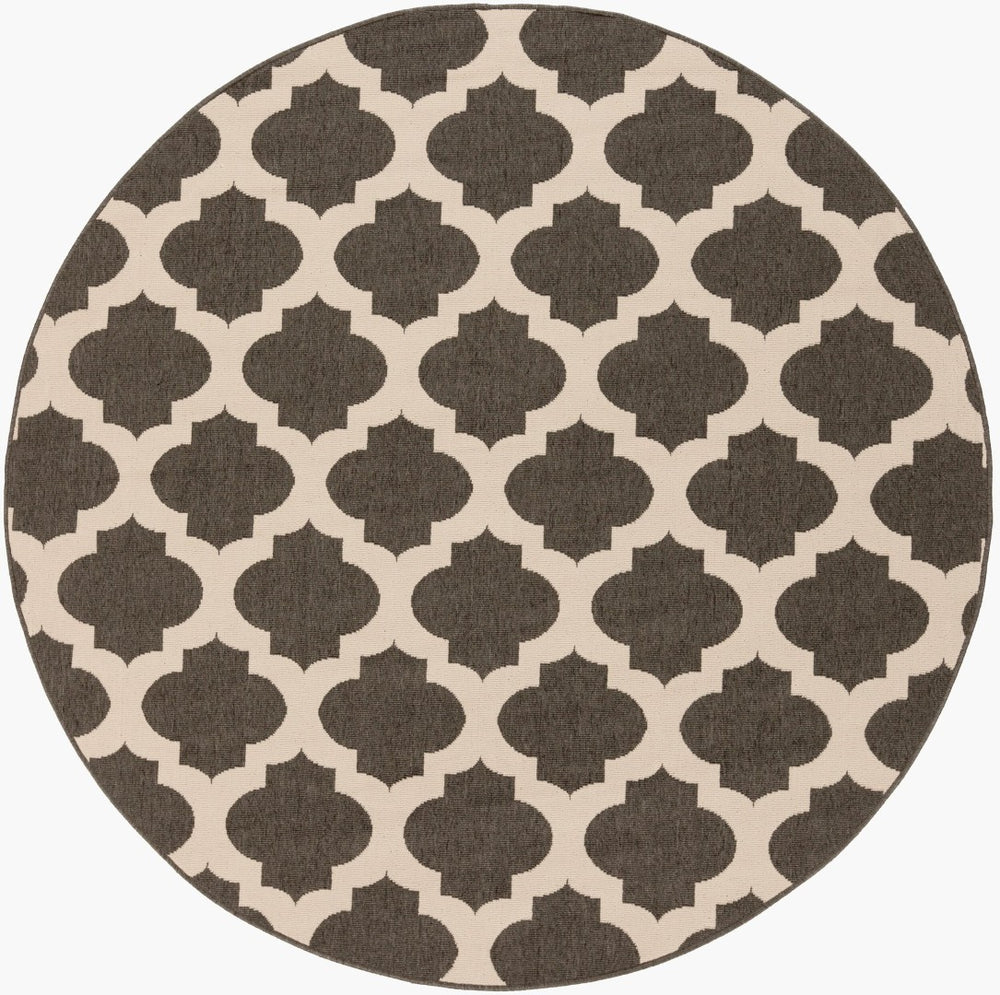 Livabliss Alfresco Geometric Flatweave Outdoor Rug Egyptian Machine Woven Patio Deck Accent Black, Beige 7'3" x 7'3" ALF9584-73RD