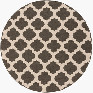 Livabliss Alfresco Geometric Flatweave Outdoor Rug Egyptian Machine Woven Patio Deck Accent Black, Beige 7'3" x 7'3" ALF9584-73RD