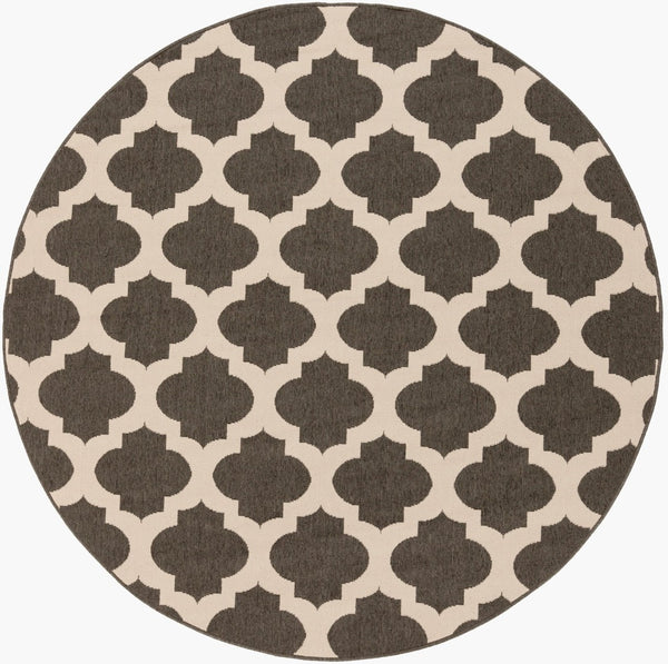 Livabliss Alfresco Geometric Flatweave Outdoor Rug Egyptian Machine Woven Patio Deck Accent Black, Beige 7'3" x 7'3" ALF9584-73RD