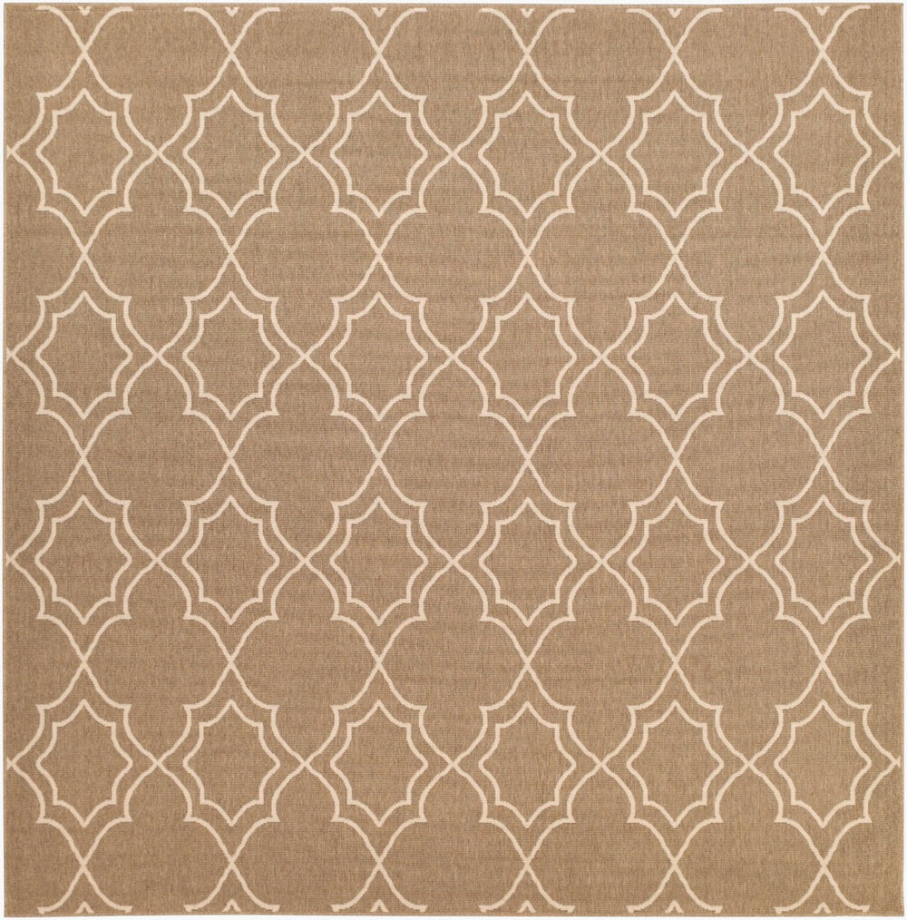 Livabliss Alfresco Flatweave Olefin Area Rug Country Cottage Style for Indoor Outdoor Spaces Brown, Beige 8'10" x 8'10" ALF9587-89SQ