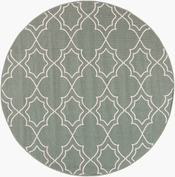Livabliss Alfresco Flatweave Olefin Runner Rug Cottage Style for Hallways and Entryways Dusty Sage, Bei 8'10" x 8'10" Round ALF9589-89RD