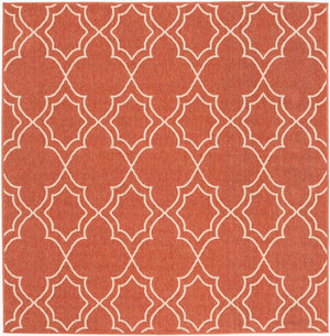 Livabliss Alfresco Flatweave Runner Olefin Cottage Style Hallway Rug for Entryways Rust, Beige 7'3" x 7'3" Square ALF9591-73SQ