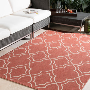 Livabliss Alfresco Flatweave Runner Olefin Cottage Style Hallway Rug for Entryways Rust, Beige 7'3" x 7'3" Round ALF9591-73RD