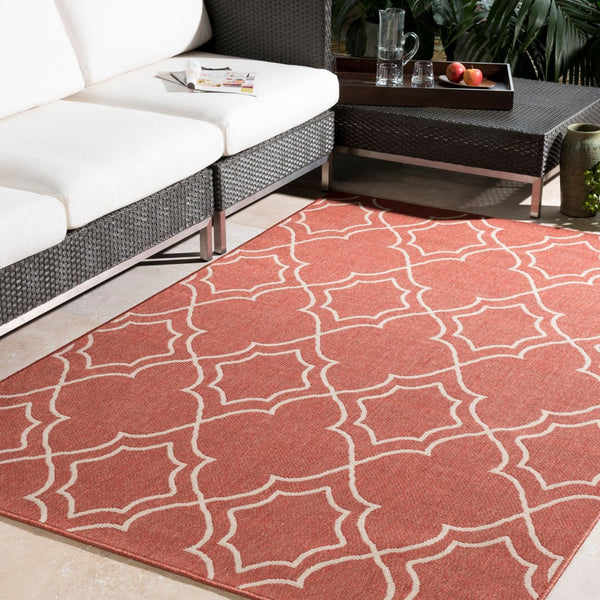 Livabliss Alfresco Flatweave Runner Olefin Cottage Style Hallway Rug for Entryways Rust, Beige 7'3" x 7'3" Round ALF9591-73RD
