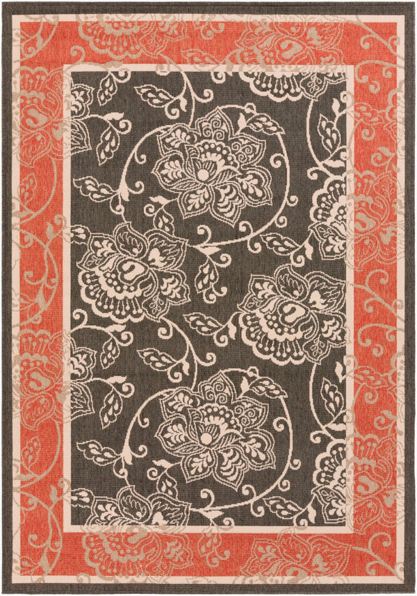 Livabliss Alfresco Outdoor Olefin Area Rug Egyptian Woven Traditional Patio Accent Black, Beige 2'5" x 4'5" ALF9592-2346