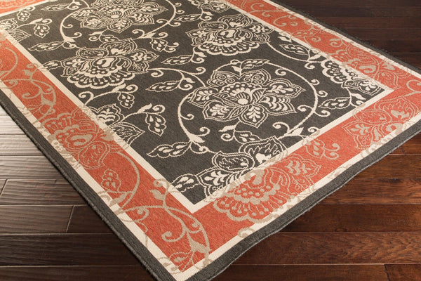 Livabliss Alfresco Outdoor Olefin Area Rug Egyptian Woven Traditional Patio Accent Black, Beige 2'5" x 4'5" ALF9592-2346