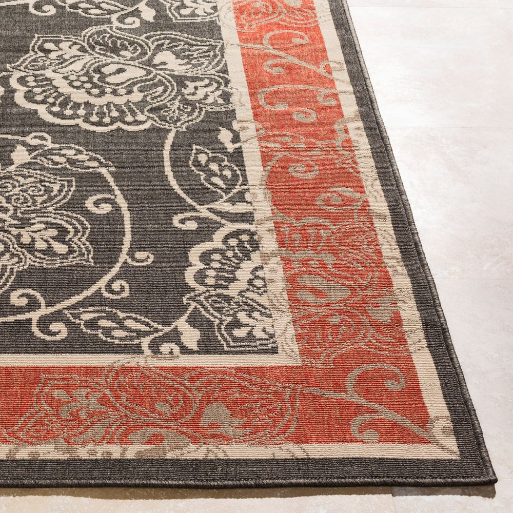 Livabliss Alfresco Outdoor Olefin Area Rug Egyptian Woven Traditional Patio Accent Black, Beige 2'5" x 4'5" ALF9592-2346