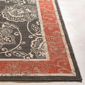 Livabliss Alfresco Outdoor Olefin Area Rug Egyptian Woven Traditional Patio Accent Black, Beige 2'5" x 4'5" ALF9592-2346