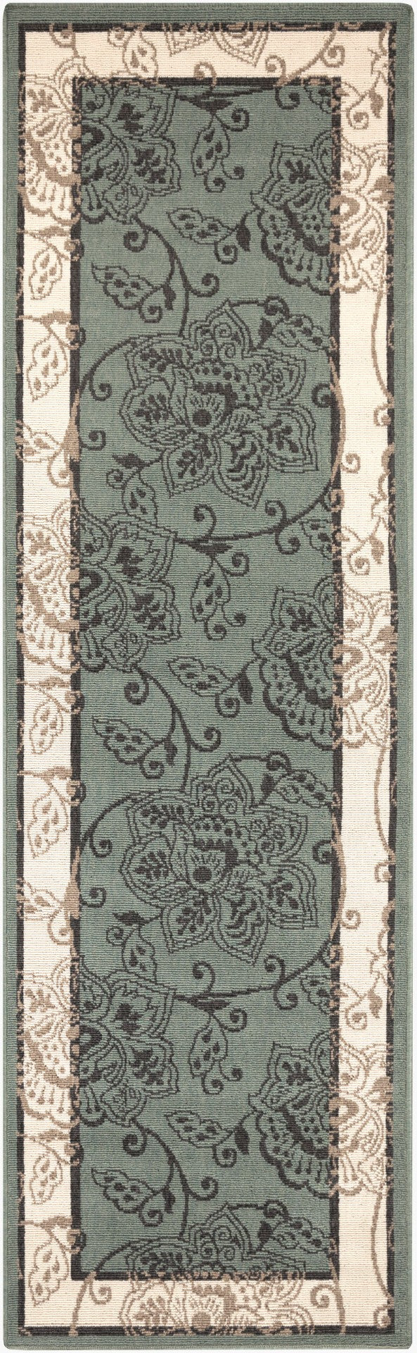 Livabliss Alfresco Outdoor Olefin Rug Egypt Woven Uv Resistant Patio Entryway Traditional Dusty Sage, Bei 2'5" x 7'10" ALF9594-2379