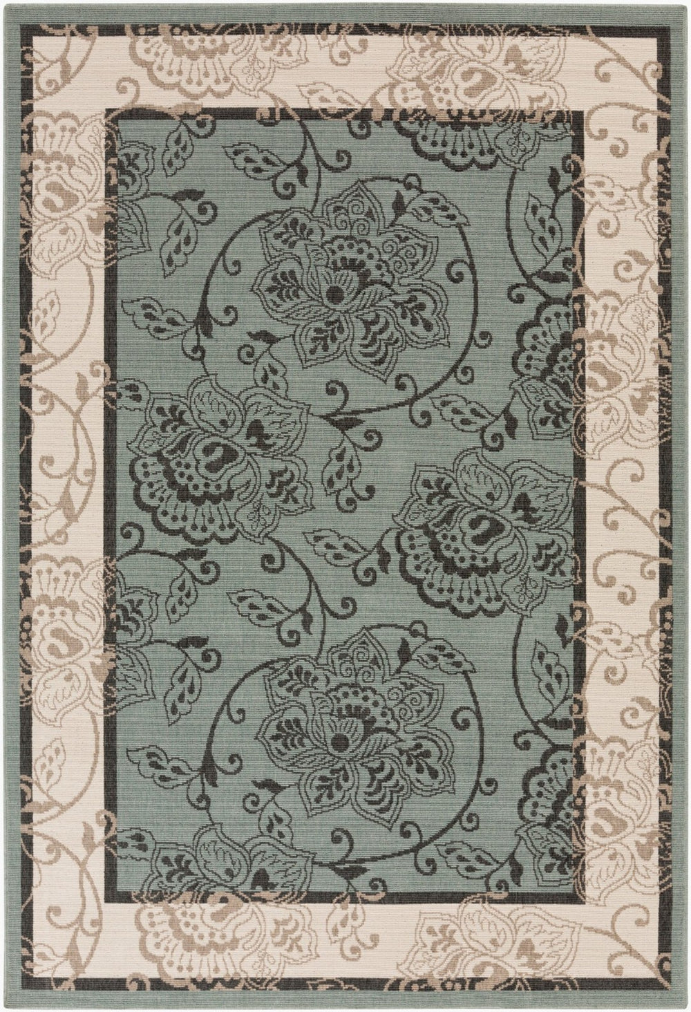 Livabliss Alfresco Outdoor Olefin Rug Egypt Woven Uv Resistant Patio Entryway Traditional Dusty Sage, Bei 2'5" x 4'5" ALF9594-2346