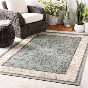Livabliss Alfresco Outdoor Olefin Rug Egypt Woven Uv Resistant Patio Entryway Traditional Dusty Sage, Bei 2'5" x 4'5" ALF9594-2346