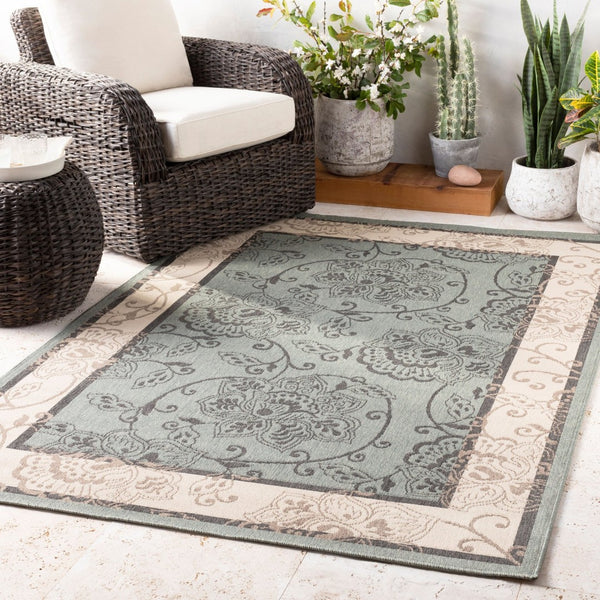 Livabliss Alfresco Outdoor Olefin Rug Egypt Woven Uv Resistant Patio Entryway Traditional Dusty Sage, Bei 2'5" x 4'5" ALF9594-2346