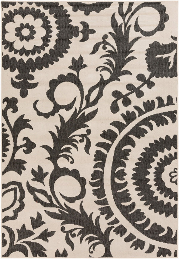 Livabliss Alfresco Cottage Style Olefin Area Rug Uv Resistant Low Pile for Patio or Entryway Black, Beige 8'10" x 12'10" ALF9612-89129