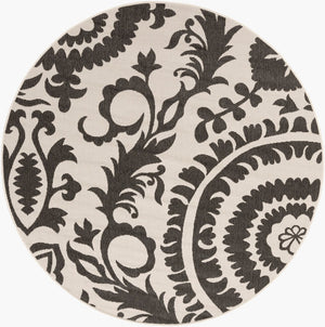Livabliss Alfresco Cottage Style Olefin Area Rug Uv Resistant Low Pile for Patio or Entryway Black, Beige 8'10" x 8'10" Round ALF9612-89RD
