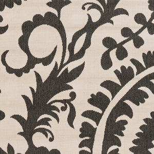 Livabliss Alfresco Cottage Style Olefin Area Rug Uv Resistant Low Pile for Patio or Entryway Black, Beige 7'3" x 7'3" ALF9612-73SQ