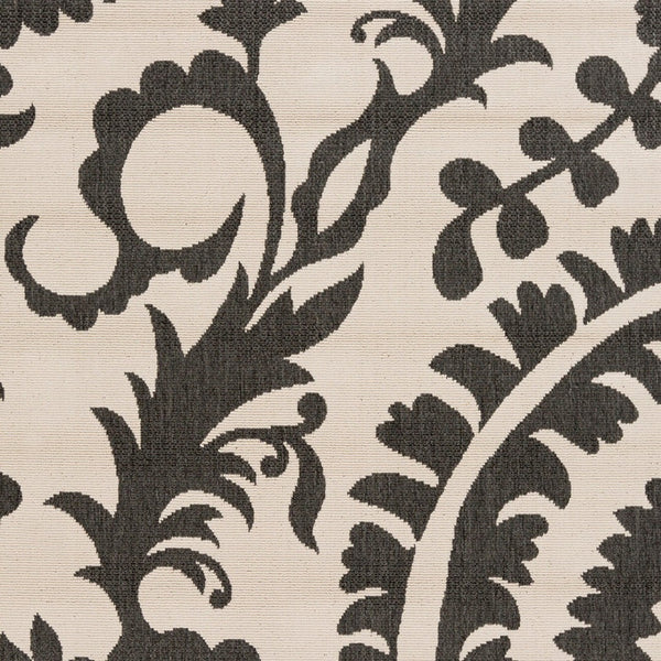 Livabliss Alfresco Cottage Style Olefin Area Rug Uv Resistant Low Pile for Patio or Entryway Black, Beige 7'3" x 7'3" ALF9612-73SQ