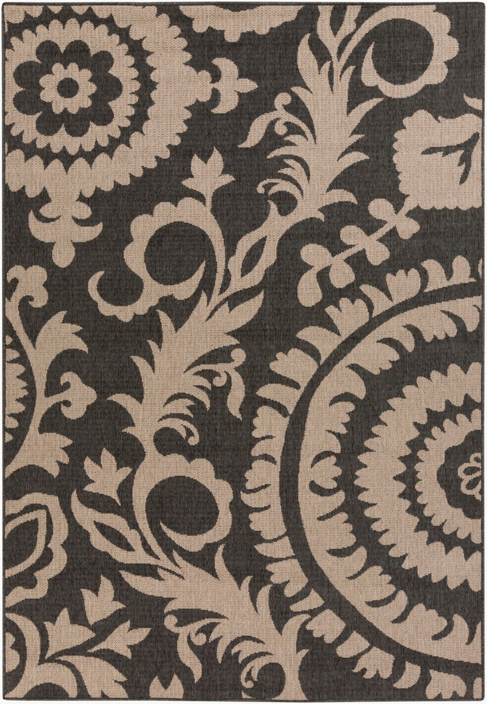 Livabliss Alfresco Olefin Area Rug Machine Woven Cottage Style Low Pile Indoor Outdoor Floor Black, Brown 8'10" x 12'10" ALF9615-89129