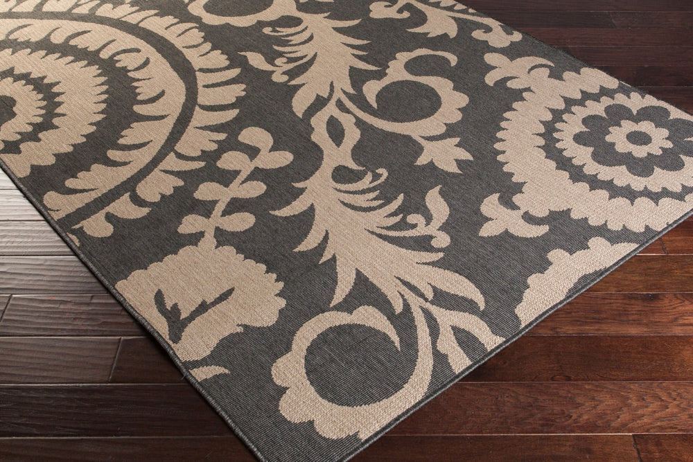 Livabliss Alfresco Olefin Area Rug Machine Woven Cottage Style Low Pile Indoor Outdoor Floor Black, Brown 8'10" x 12'10" ALF9615-89129