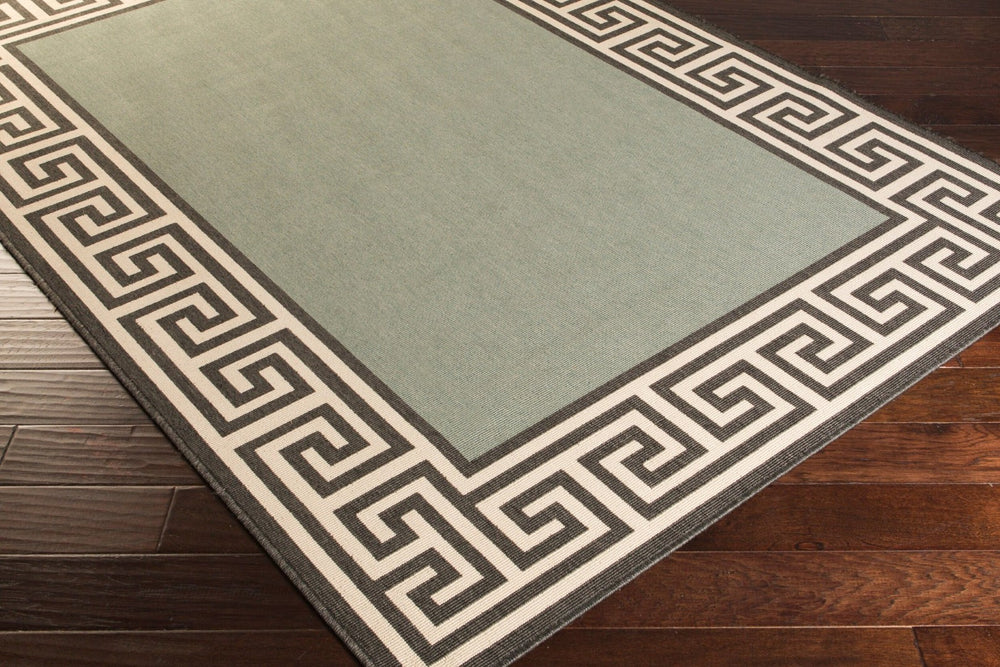 Livabliss Alfresco Machine Woven Olefin Area Rug for Patio Entryway or Sunroom Use Dusty Sage, Bla 7'3" x 7'3" ALF9625-73RD