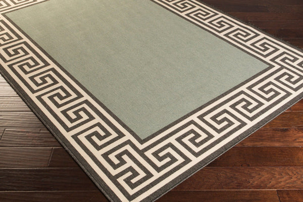 Livabliss Alfresco Machine Woven Olefin Area Rug for Patio Entryway or Sunroom Use Dusty Sage, Bla 7'3" x 7'3" ALF9625-73RD