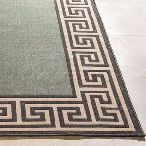 Livabliss Alfresco Machine Woven Olefin Area Rug for Patio Entryway or Sunroom Use Dusty Sage, Bla 7'3" x 7'3" ALF9625-73RD