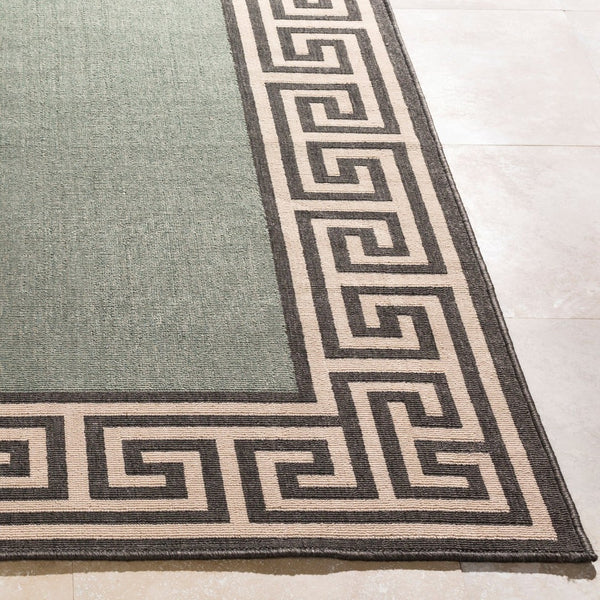 Livabliss Alfresco Machine Woven Olefin Area Rug for Patio Entryway or Sunroom Use Dusty Sage, Bla 7'3" x 7'3" ALF9625-73RD