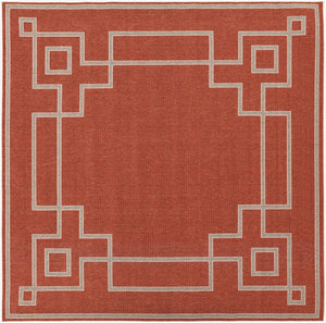 Livabliss Alfresco Flatweave Olefin Indoor Outdoor Rug Country Cottage Style Low Pile Design Rust, Brown 8'10" x 8'10" Square ALF9631-89SQ