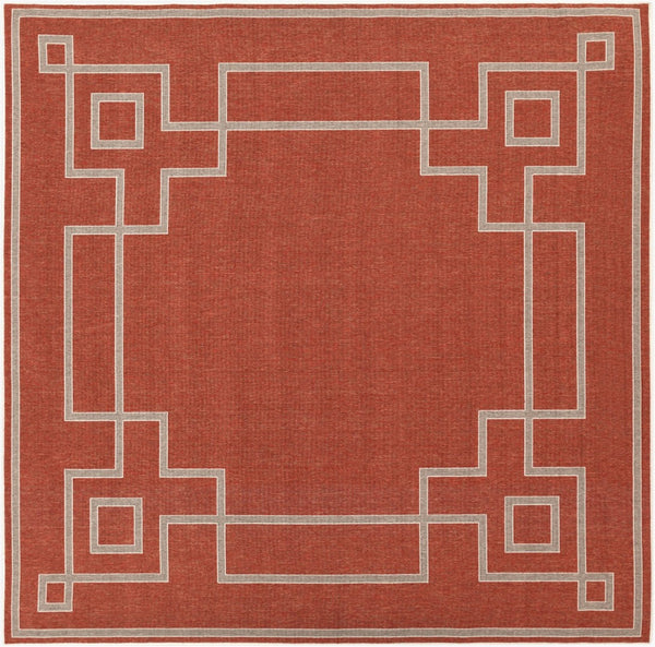 Livabliss Alfresco Flatweave Olefin Indoor Outdoor Rug Country Cottage Style Low Pile Design Rust, Brown 8'10" x 8'10" Square ALF9631-89SQ