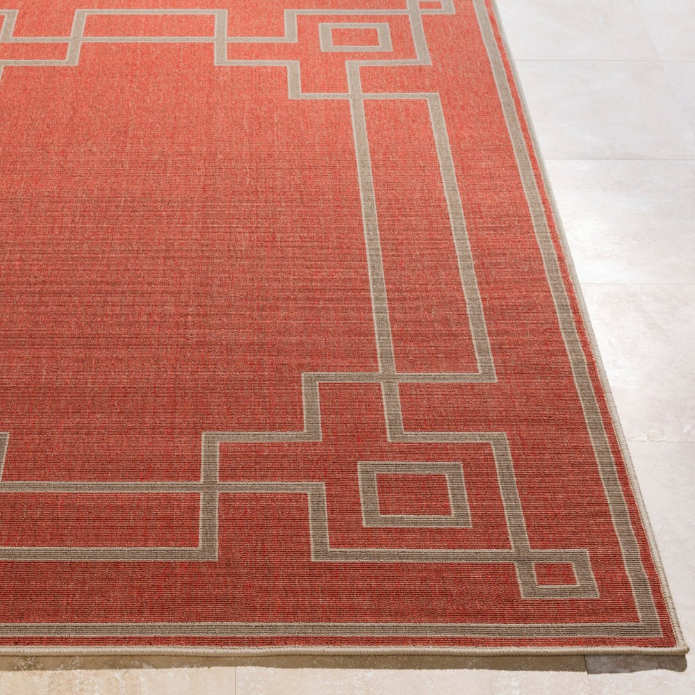 Livabliss Alfresco Flatweave Olefin Indoor Outdoor Rug Country Cottage Style Low Pile Design Rust, Brown 8'10" x 8'10" Square ALF9631-89SQ