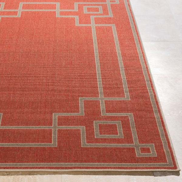 Livabliss Alfresco Flatweave Olefin Indoor Outdoor Rug Country Cottage Style Low Pile Design Rust, Brown 7'3" x 7'3" Round ALF9631-73RD