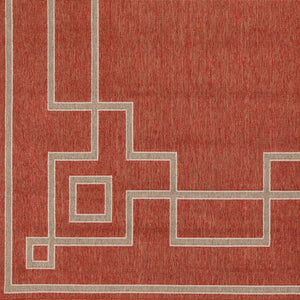 Livabliss Alfresco Flatweave Olefin Indoor Outdoor Rug Country Cottage Style Low Pile Design Rust, Brown 7'3" x 7'3" Round ALF9631-73RD