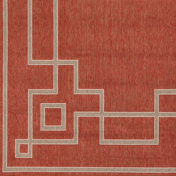 Livabliss Alfresco Flatweave Olefin Indoor Outdoor Rug Country Cottage Style Low Pile Design Rust, Brown 7'3" x 7'3" Round ALF9631-73RD