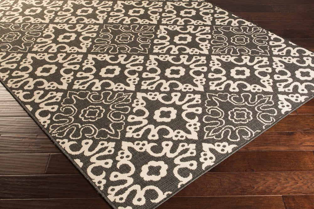 Livabliss Alfresco Flatweave Olefin Outdoor Rug Uv Resistant Low Maintenance Patio Entryway Accent Black, Beige 7'3" x 10'6" ALF9637-76109