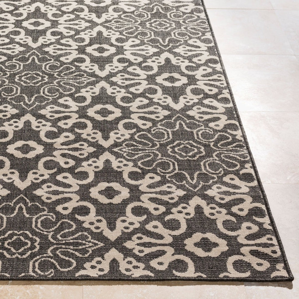 Livabliss Alfresco Flatweave Olefin Outdoor Rug Uv Resistant Low Maintenance Patio Entryway Accent Black, Beige 7'3" x 10'6" ALF9637-76109